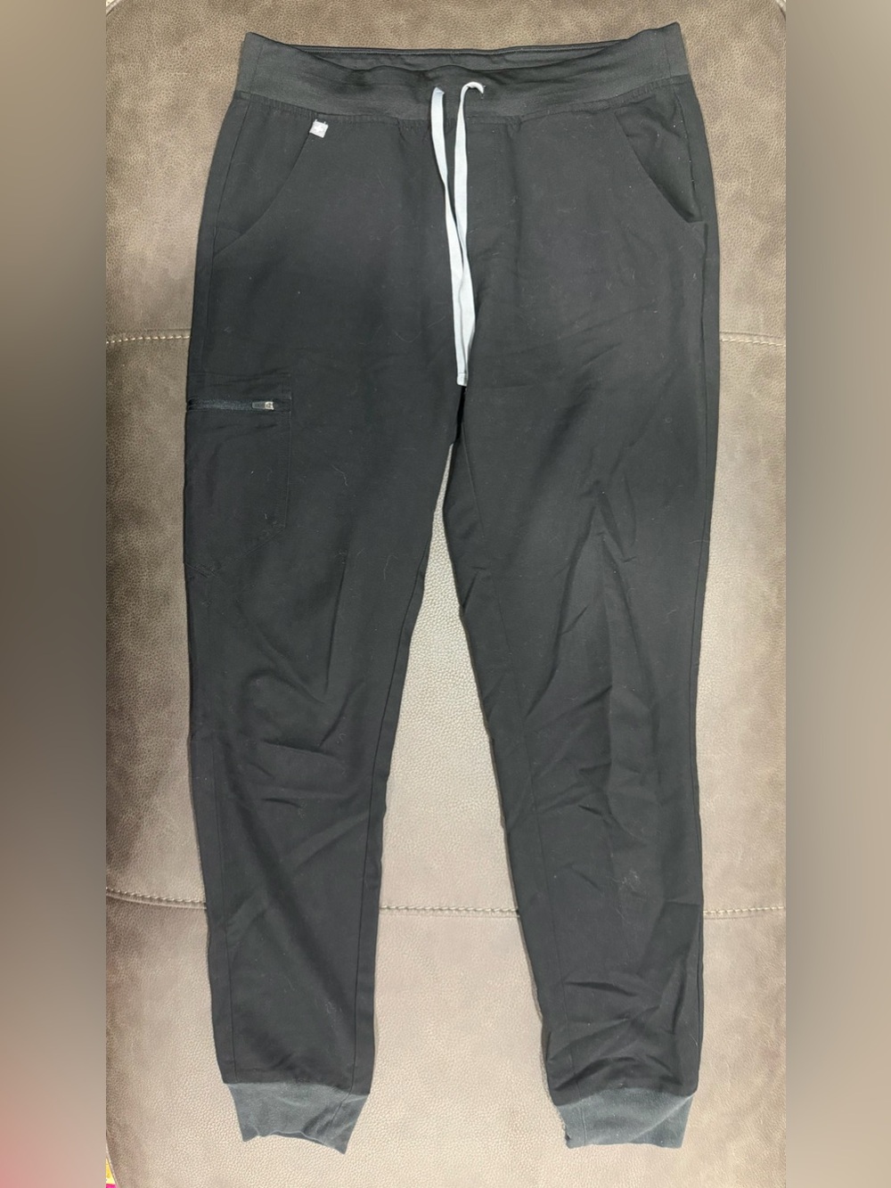 Figs Black Women's Jogger Track Pants with White Drawstring